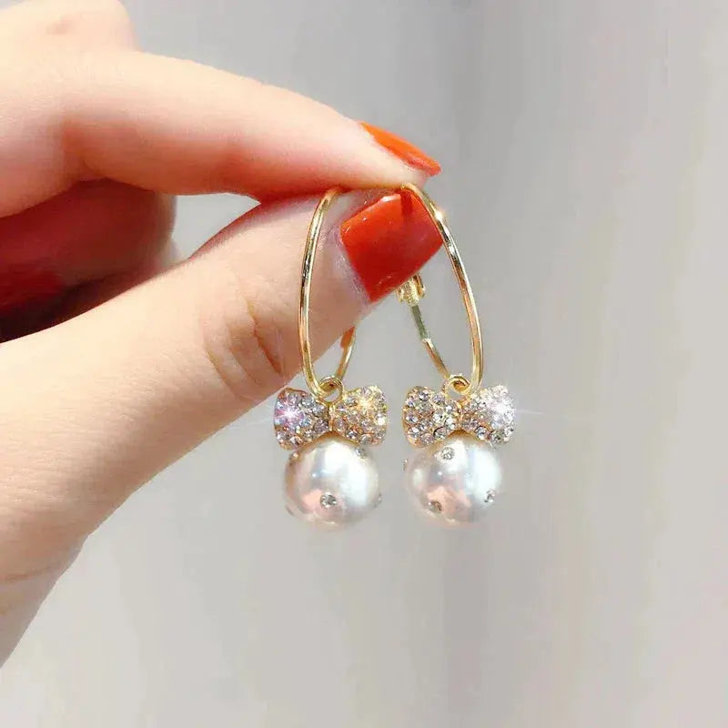 Shiny Gold Earrings with Pearls Unique Joyas