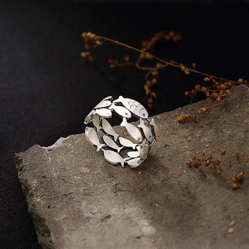 Silver Fish Ring Unique Joyas