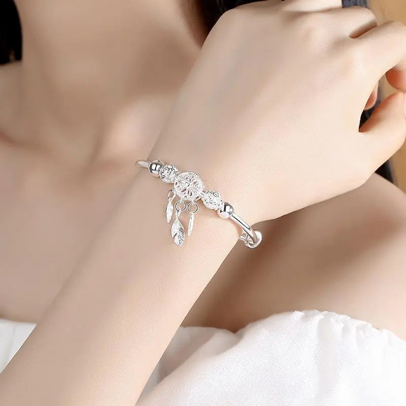 925 Silver Adjustable Dreamcatcher Bracelet Unique Joyas