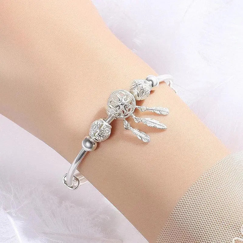 925 Silver Adjustable Dreamcatcher Bracelet Unique Joyas