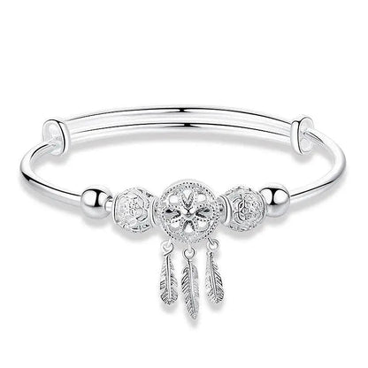 925 Silver Adjustable Dreamcatcher Bracelet Unique Joyas