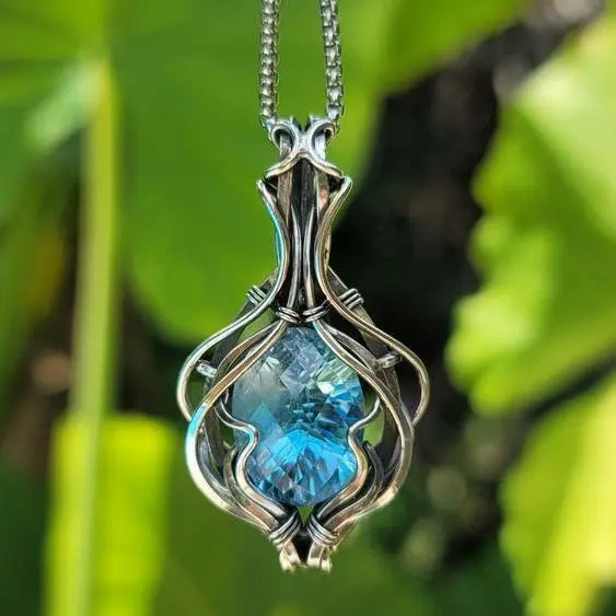Blue Vintage Necklace in Silver Unique Joyas