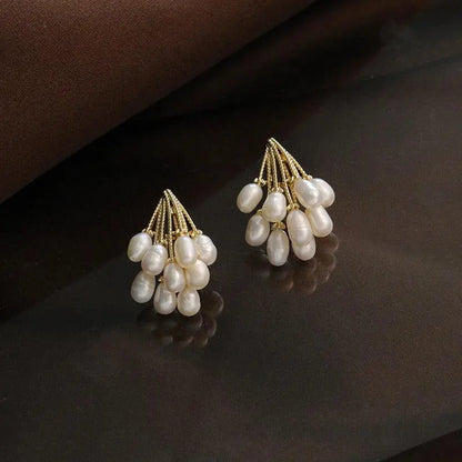 Coral earrings with freshwater pearls Claire