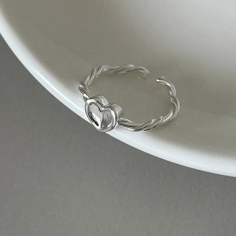 Delicate Rings Silver Delicate silver ring with heart detail β Evelyn Jewellery