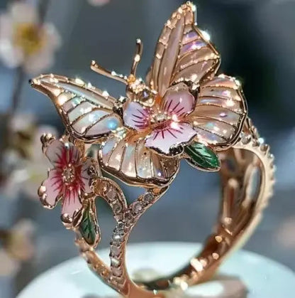 Fashion delicate gold color flower butterfly rings for women party accessories gifts custom jewelry Claire Jewelry