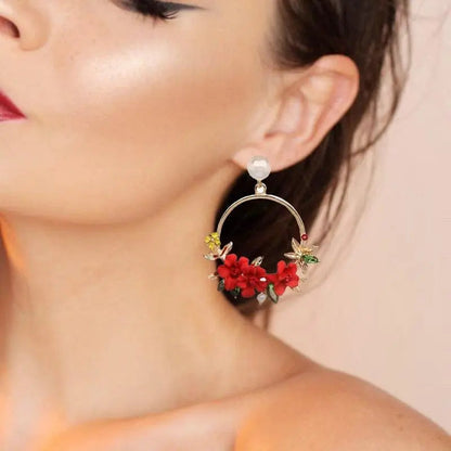 Gold Flower and Pearl Earrings Claire