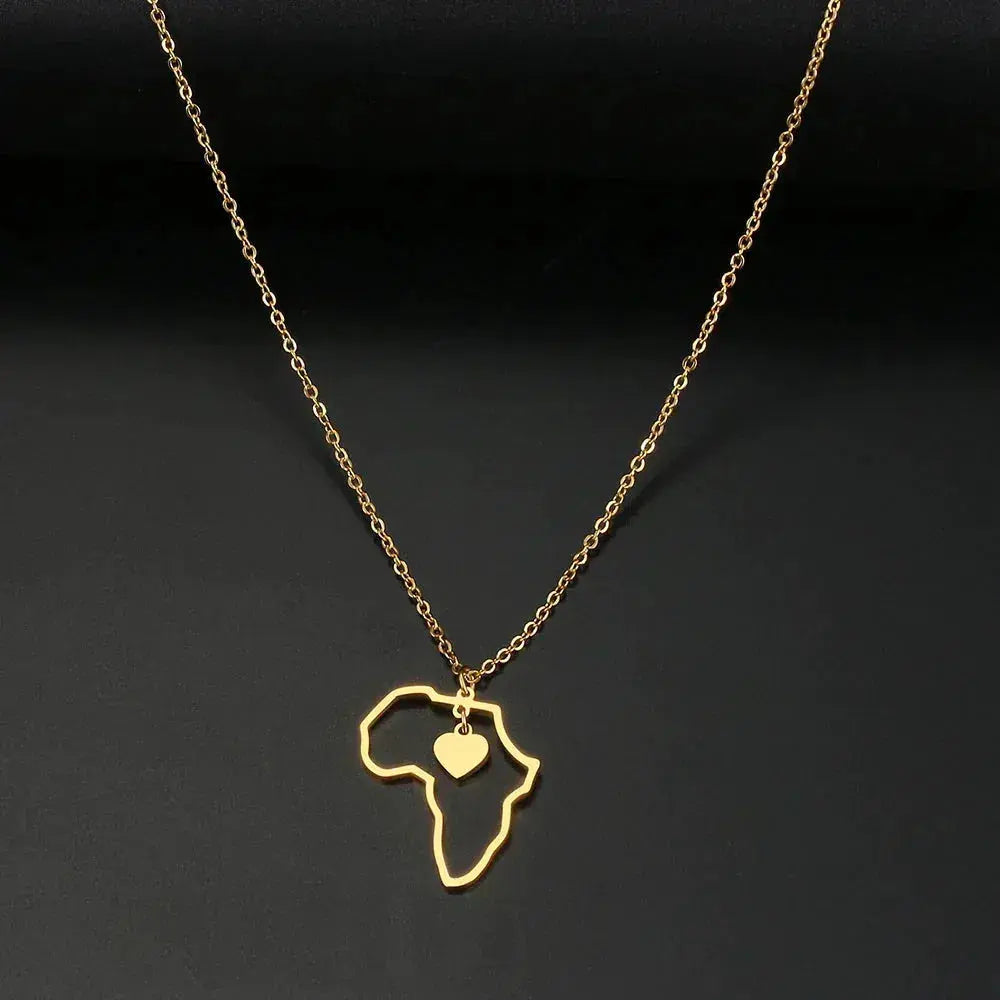 Gold Heart of the Continent Necklace Unique Joyas