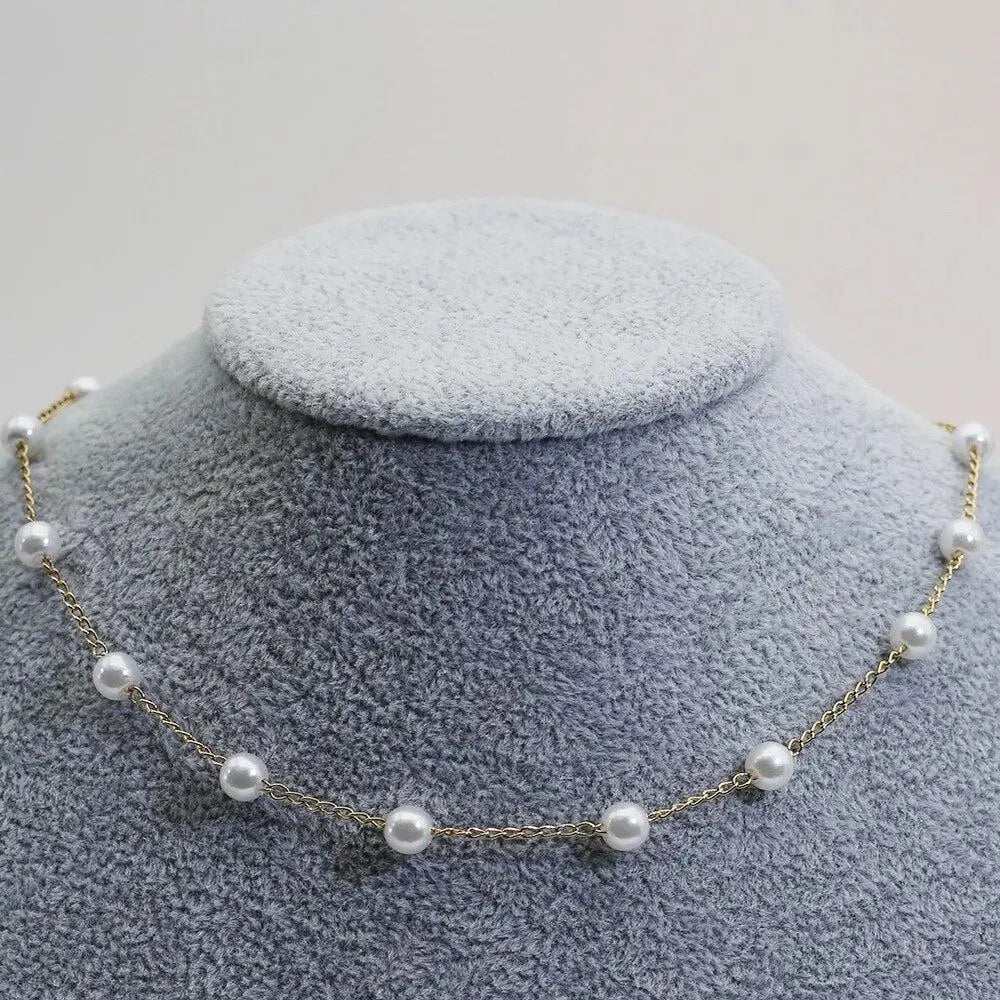 Gold Pearl Necklace Claire
