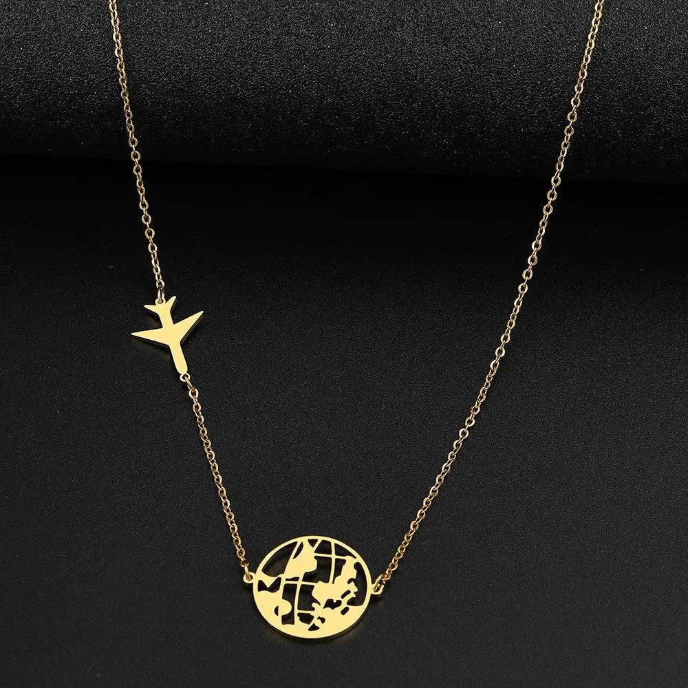 Golden Travel Necklace Unique Joyas