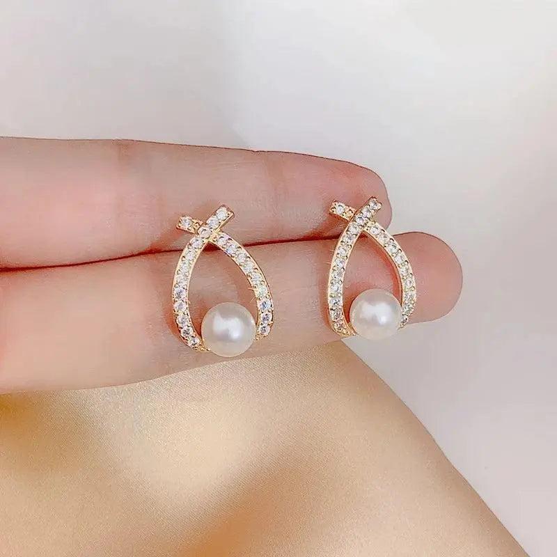 Pearl earrings with glitter Unique Joyas