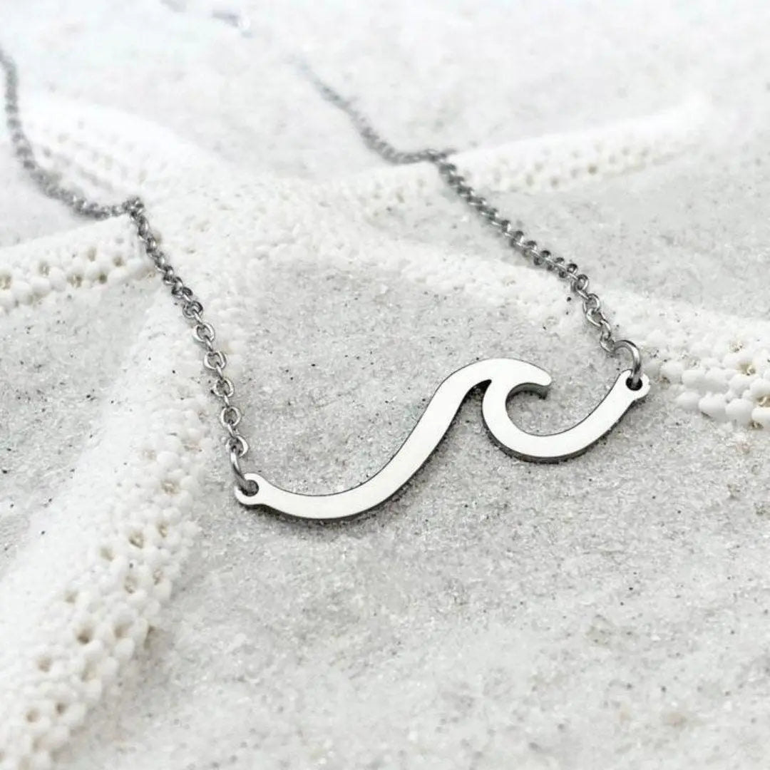 Silver Sea Waves Necklace Unique Joyas