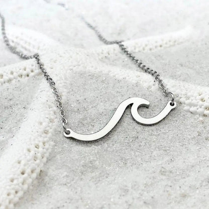 Silver Sea Waves Necklace Unique Joyas