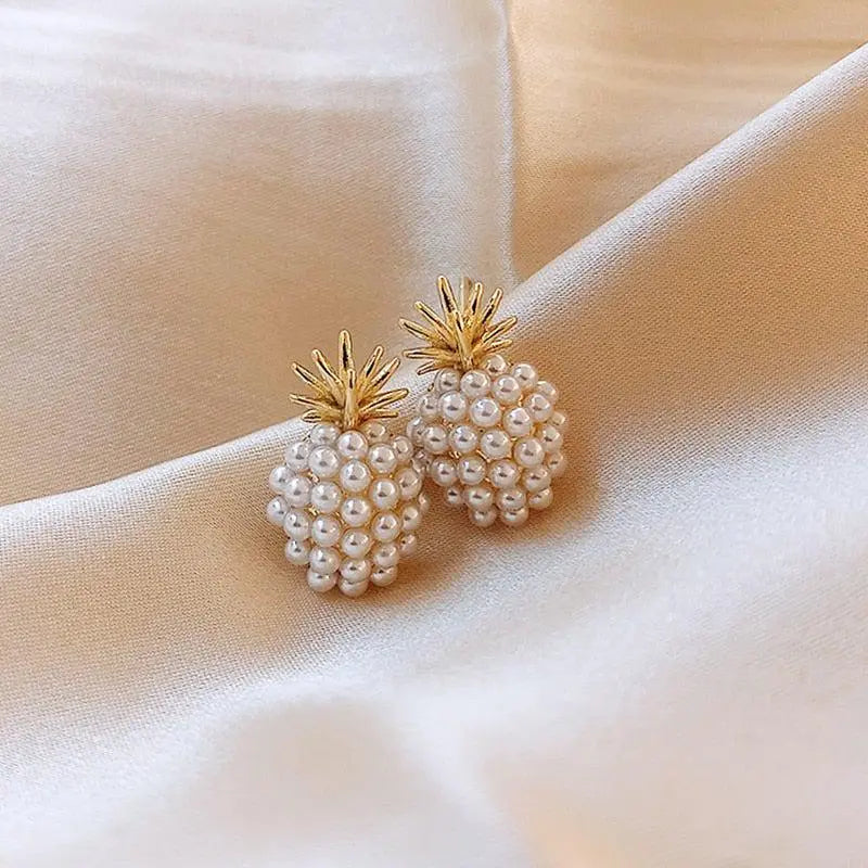 Tropical Pineapple and Pearl-Embellished Earrings Claire