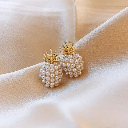 Tropical Pineapple and Pearl-Embellished Earrings Claire