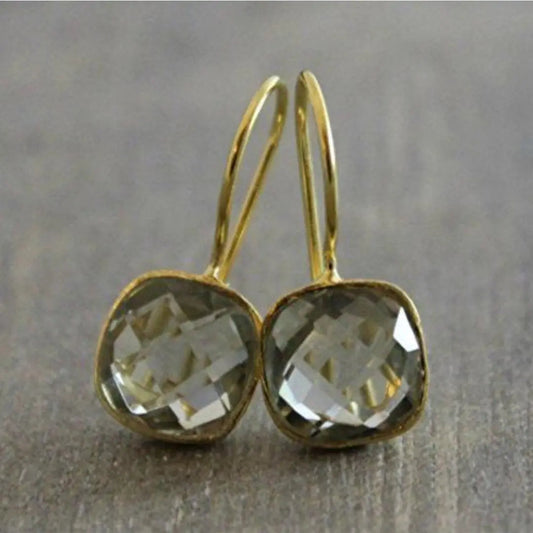 Vintage Gold Green Earrings Unique Joyas