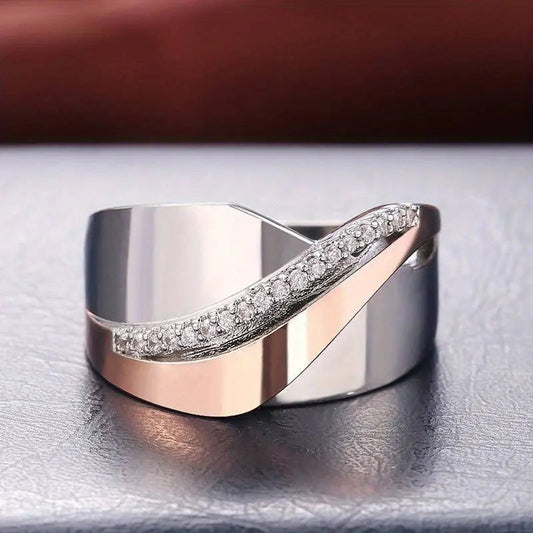 Vintage Rose Gold & Silver Zirconia Ring Claire Jewelry