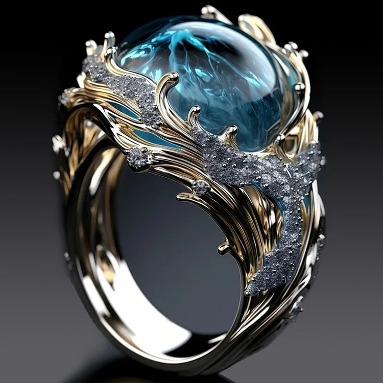 Vintage Ocean Crystal Ring – Evelyn Jewellery
